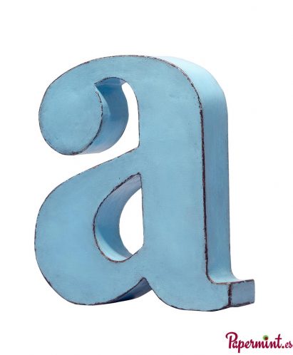 Letra decorativa azul turquesa en Papermint