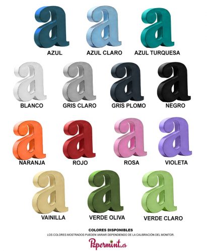 Carta colores de letras decorativas
