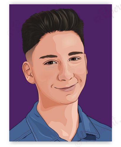 retrato comic de chico joven