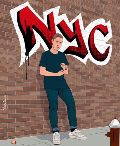 Retrato chico con fondo grafitti personalizado