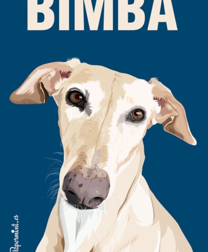 Retrato con nombre de un galgo