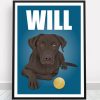 Retrato personalizado de perro con nombre estilo comic