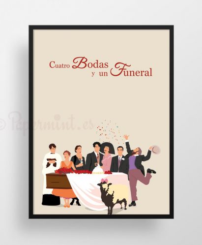 Cuadro con lámina de 4 bodas y 1 funeral