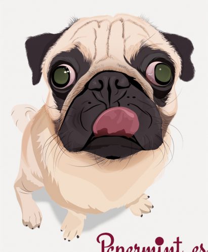 Retrato cómic de perro pug