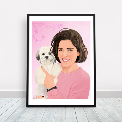 Retrato personalizado con mascota
