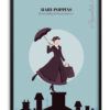Póster ilustrado de Mary Poppins.