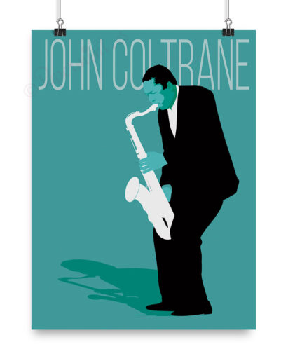 Lámina ilustrada de John Coltrane.