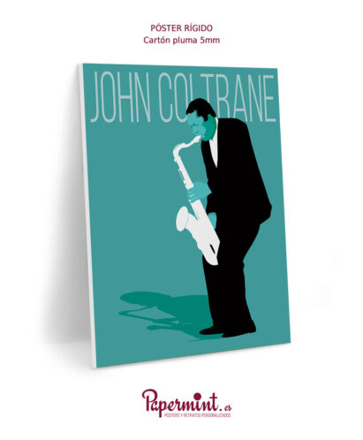 Póster rígido de John Coltrane con saxo,