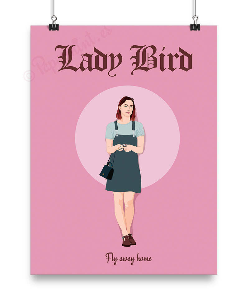 Lámina ilustrada de la película "Lady Bird"