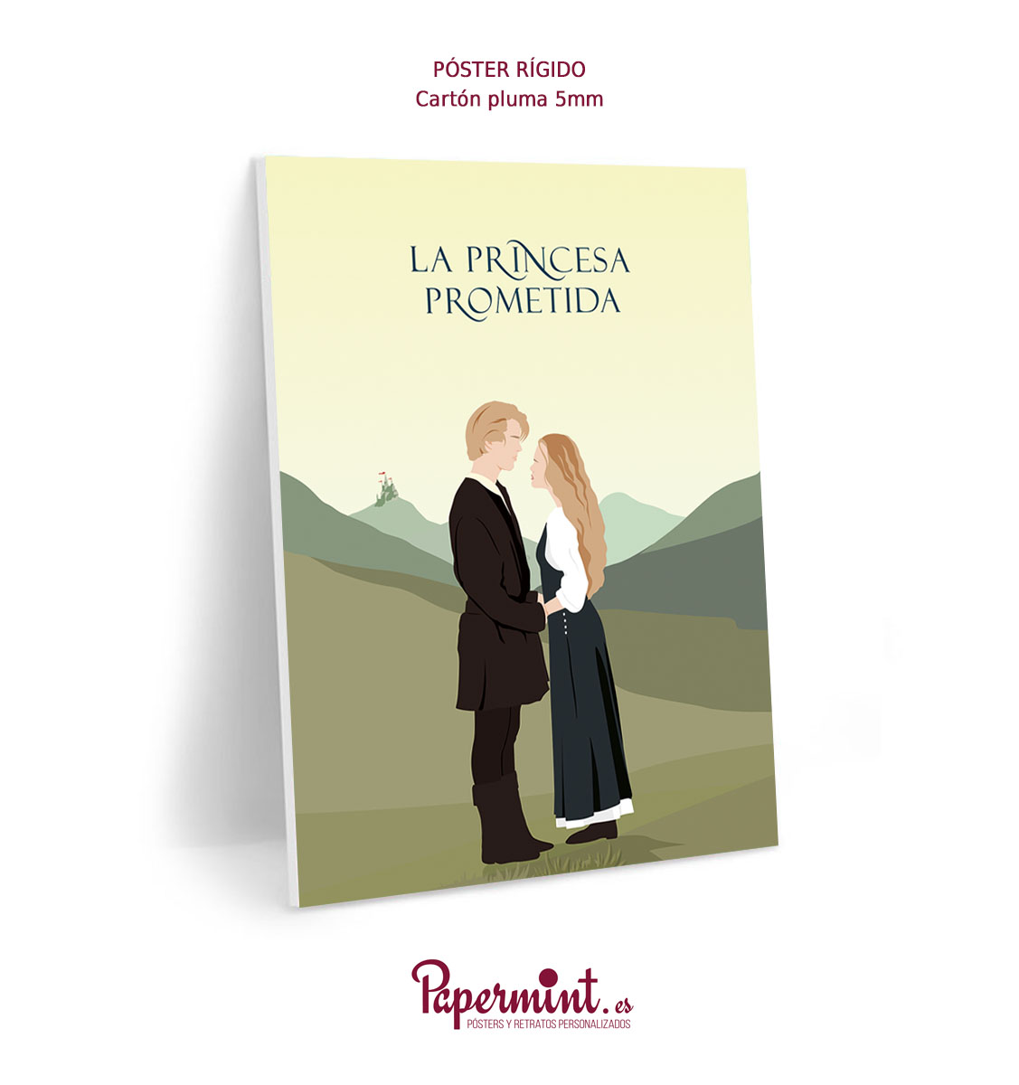Ilustración de "La princesa prometida" sobre formato rígido.
