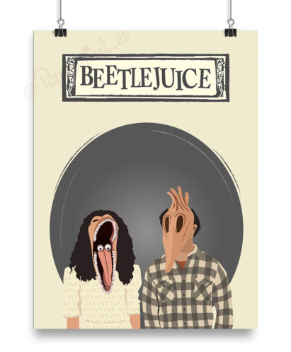 Lámina con póster ilustrado de Beetlejuice.
