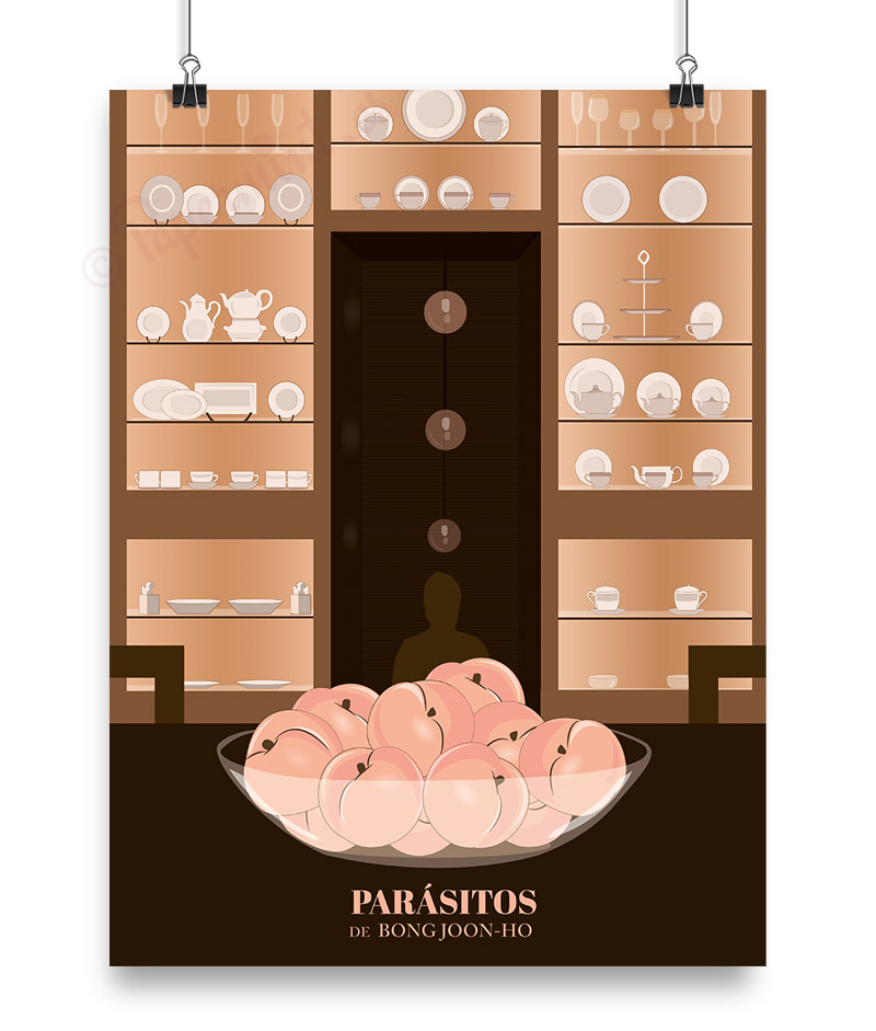 Lámina ilustrada de la película "Parásitos"