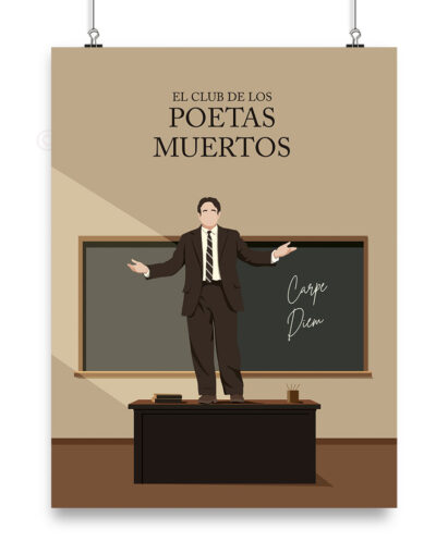 Póster ilustrado de "El club de los poetas muertos"