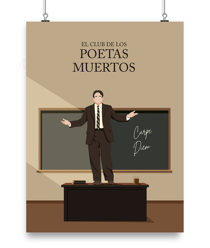 Póster ilustrado de "El club de los poetas muertos"