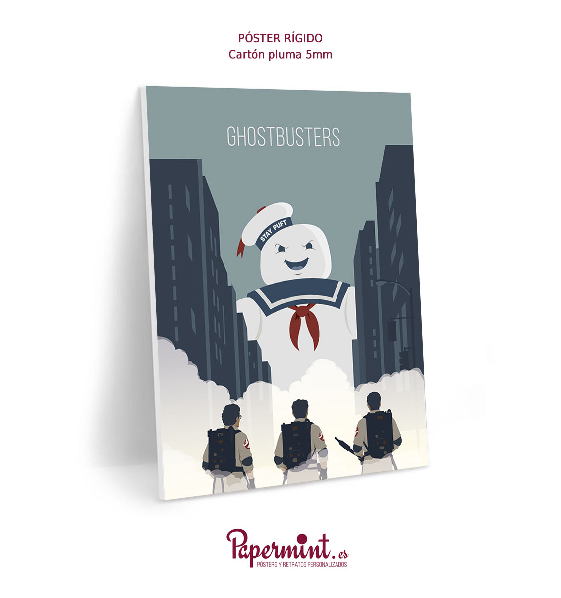 Póster rígido con perspectiva de "Los Cazafantasmas"