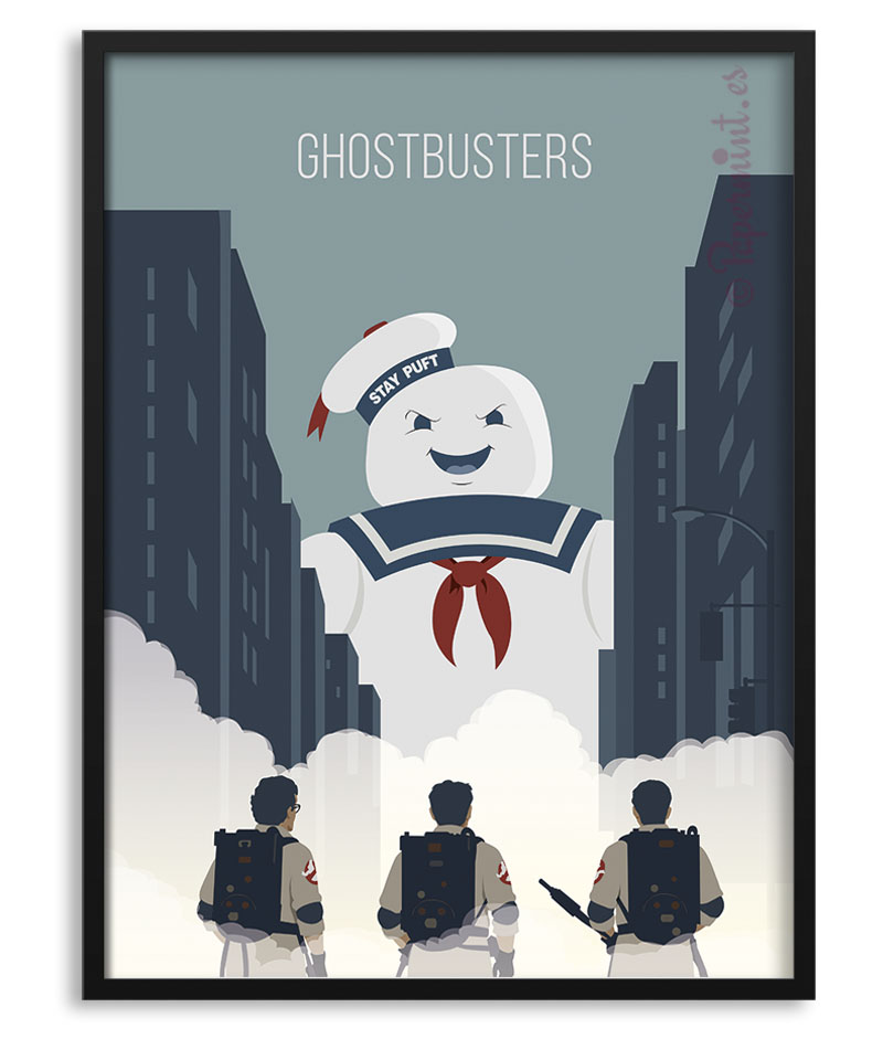 Cuadro con póster ilustrado de la película "Ghostbusters"