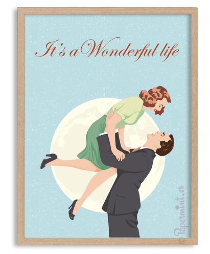 Cuadro con lámina ilustrada de la película "It's a Wonderful Life"