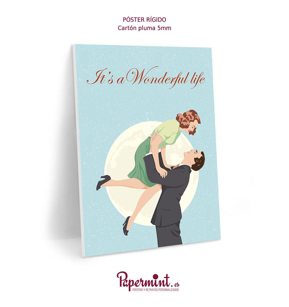 Póster rígido con imagen de la película ¡Qué bello es vivir"